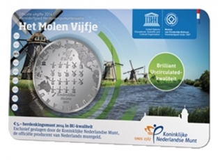 Kinderdijkse Molens 5 euro 2014 coincard BU